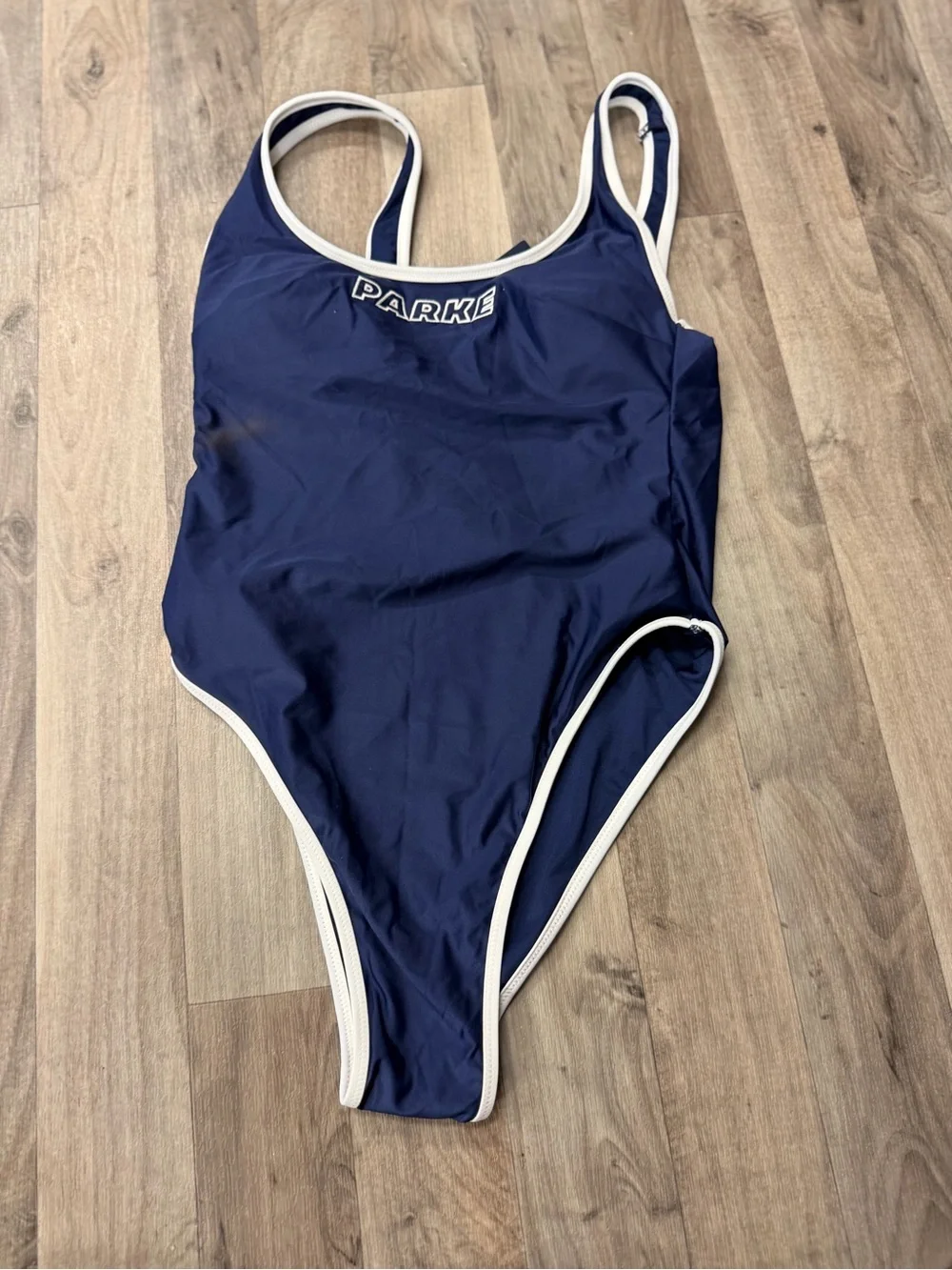 PARKE Navy One-Piece Swimsuit with White Trim NWT size small